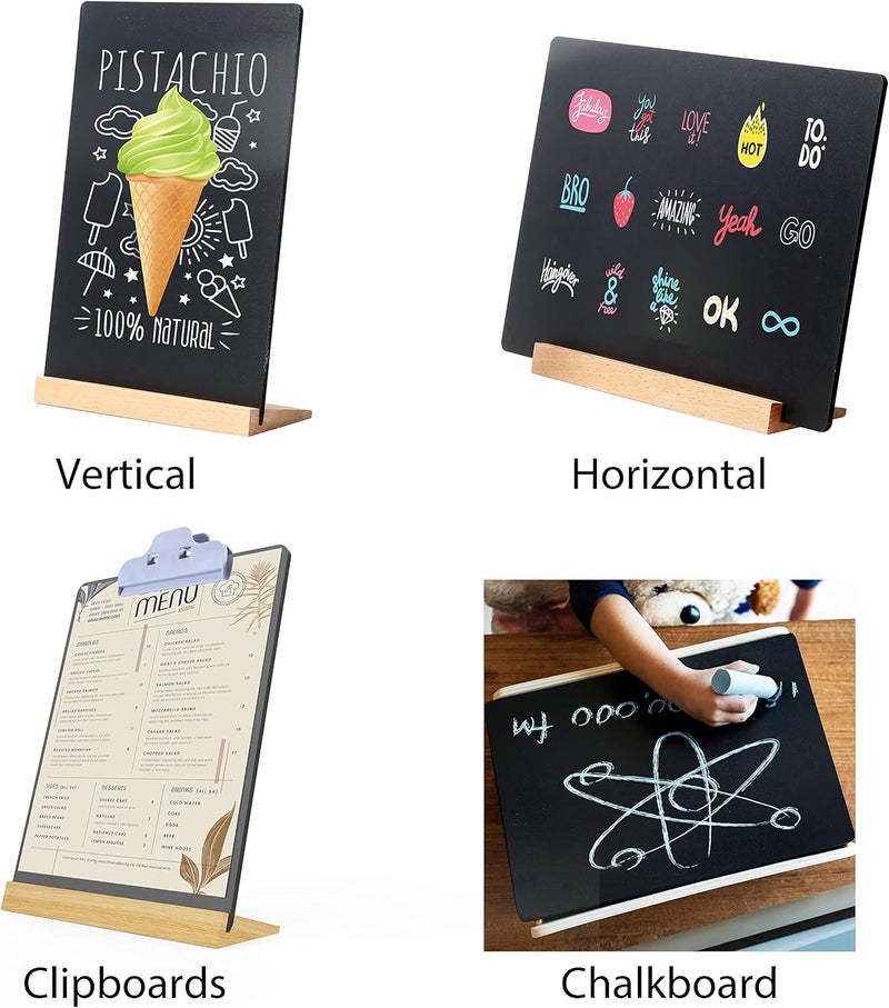 KOOLDE 8.6x11.7 in Small Chalkboard Signs with Stand for Tabletop Decor Double Sided Mini Chalkboard for Restaurant Food Menu, Kids Message Board, Wedding Party (1 Pack) - Image 2